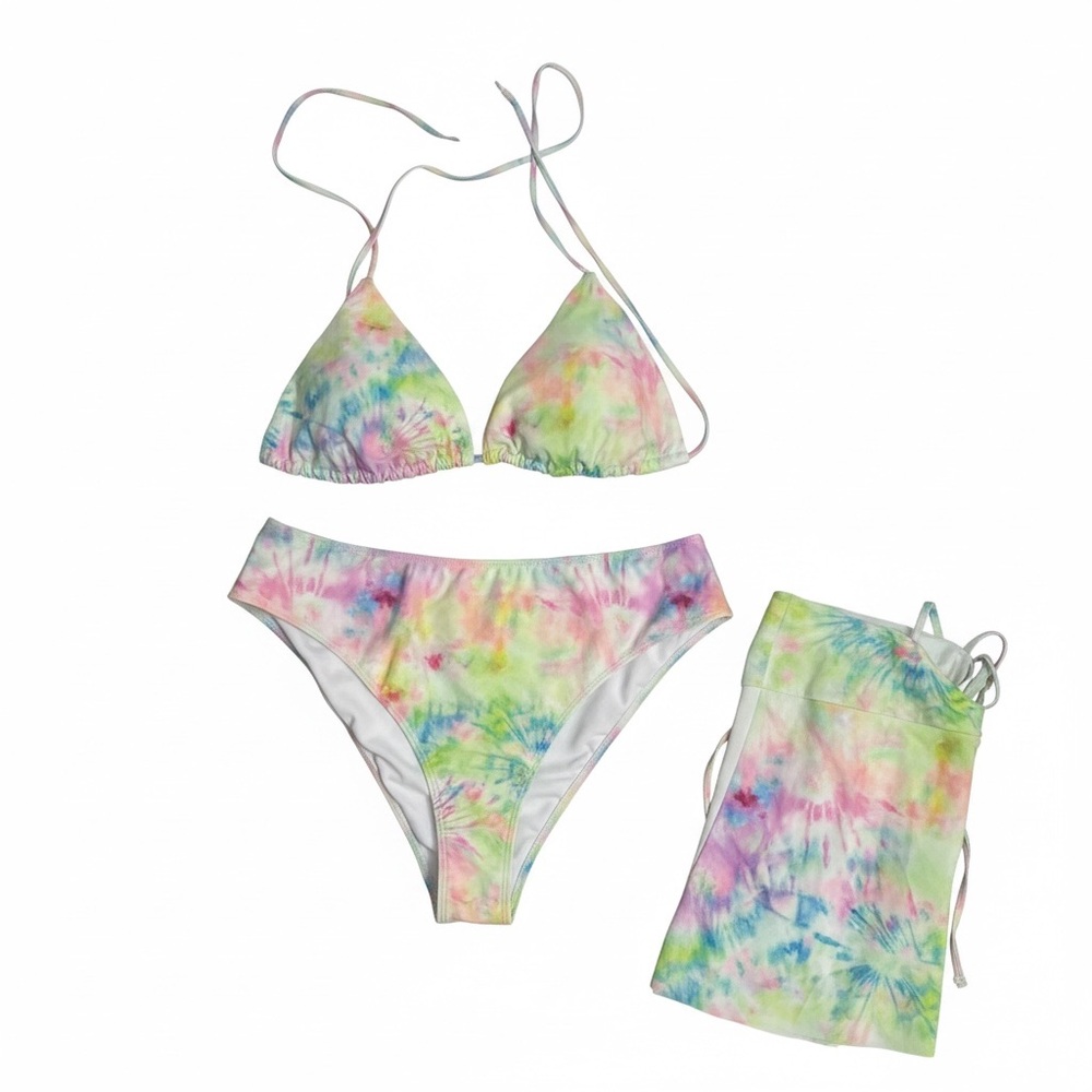 SHEIN Multicolor Tie-Dye Bikini Set With Sarong 4XL NWT